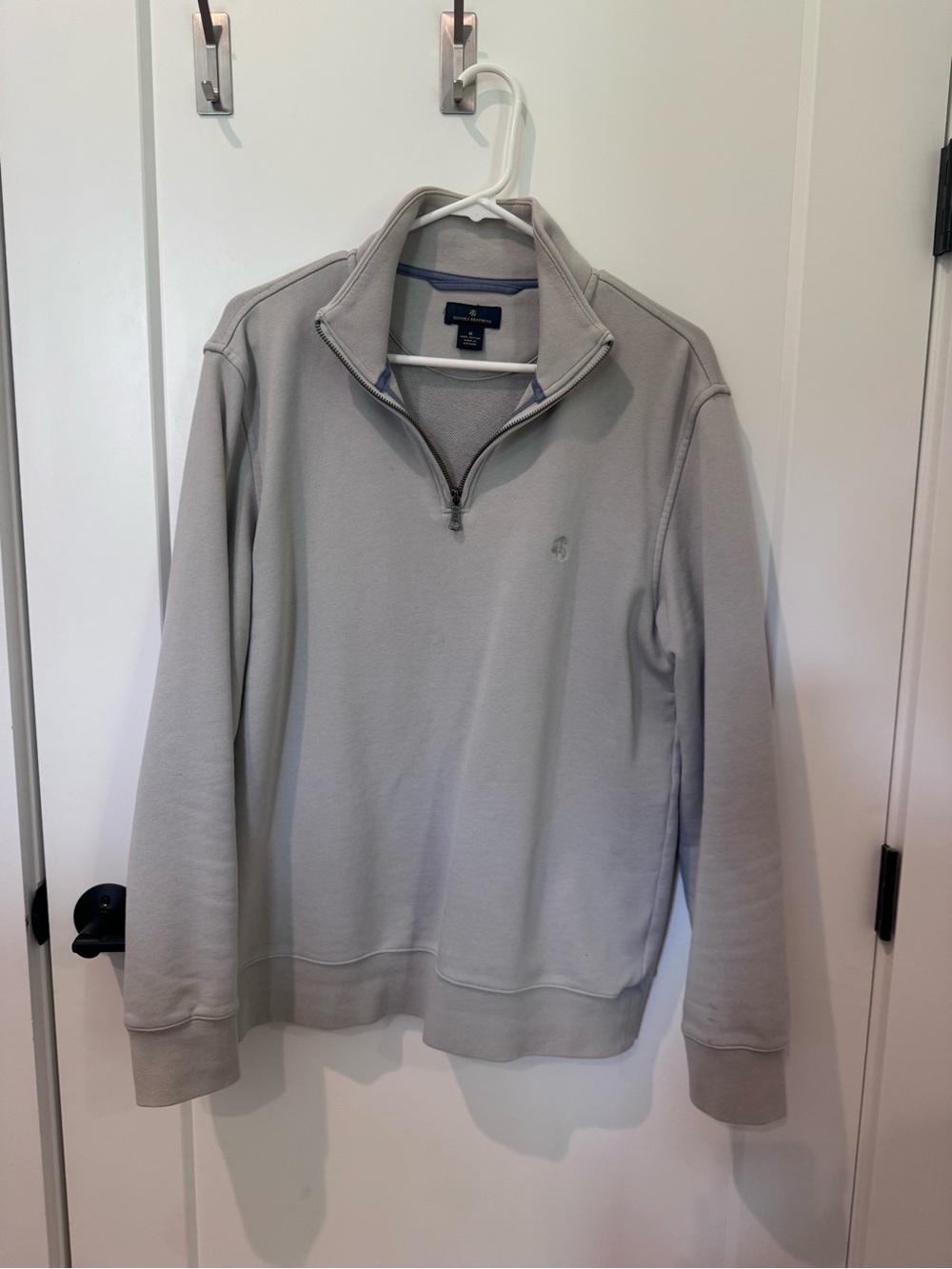 Brooks Brothers Men's Light Gray Quarter-Zip Pullover
